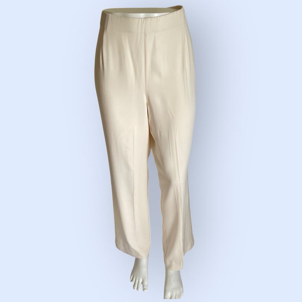 Lafayette 148 Silk Cream Ivory Dress Pants Womens 8 Silk Crepe High Waist Vtg 90 - Picture 2 of 10